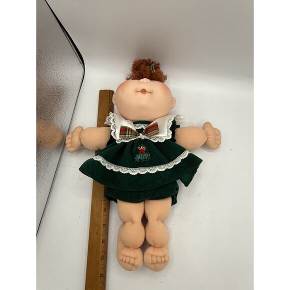 Vintage Cabbage Patch Kid Doll 1995 Red Hair Green Holiday Dress 16” Mattel - Picture 5 of 5